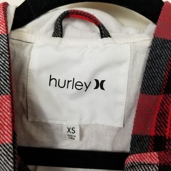 Hurley Plaid Hoodie Jacket. Red&Black XS - Picture 8 of 12